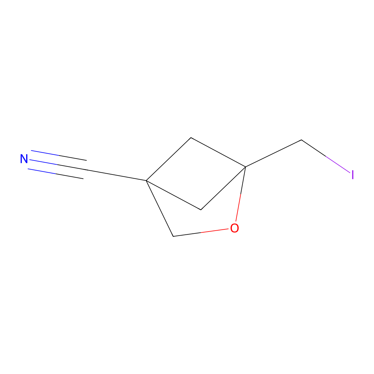 1-(Iodomethyl)-2-oxabicyclo(2.1.1)hexane-4-carbonitrile molecular structure, CAS 2230803-78-6