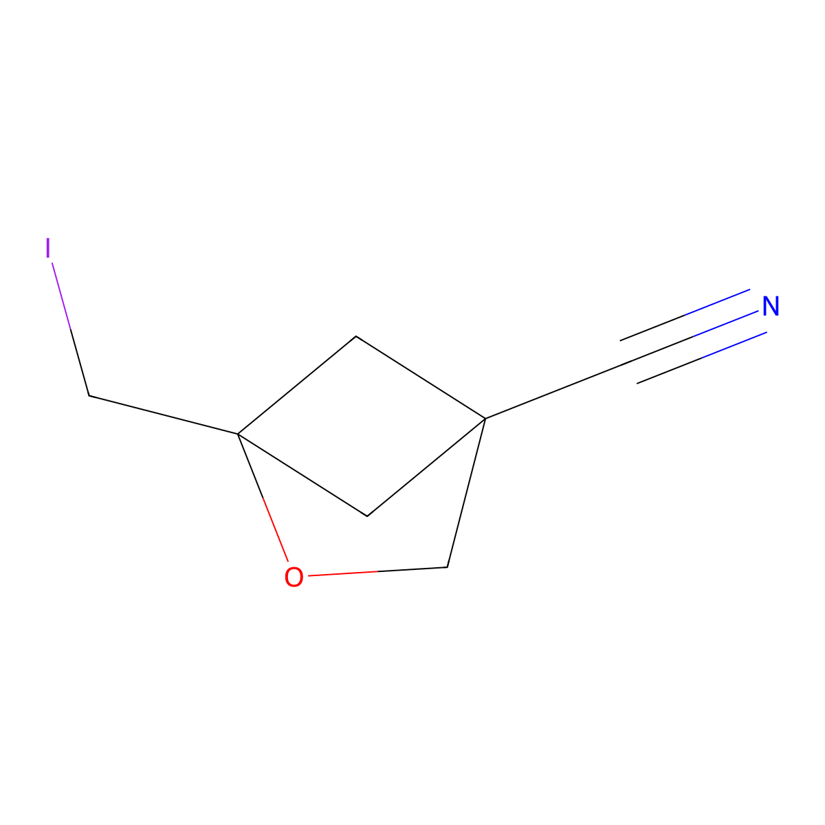 1-(Iodomethyl)-2-oxabicyclo(2.1.1)hexane-4-carbonitrile molecular structure, CAS 2230803-78-6