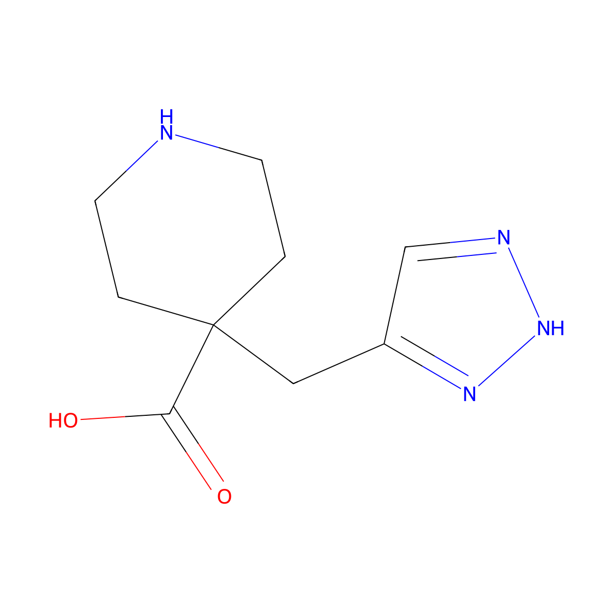 4-[(1H-1,2,3-triazol-5-yl)methyl]piperidine-4-carboxylic acid molecular structure, CAS 2230803-80-0