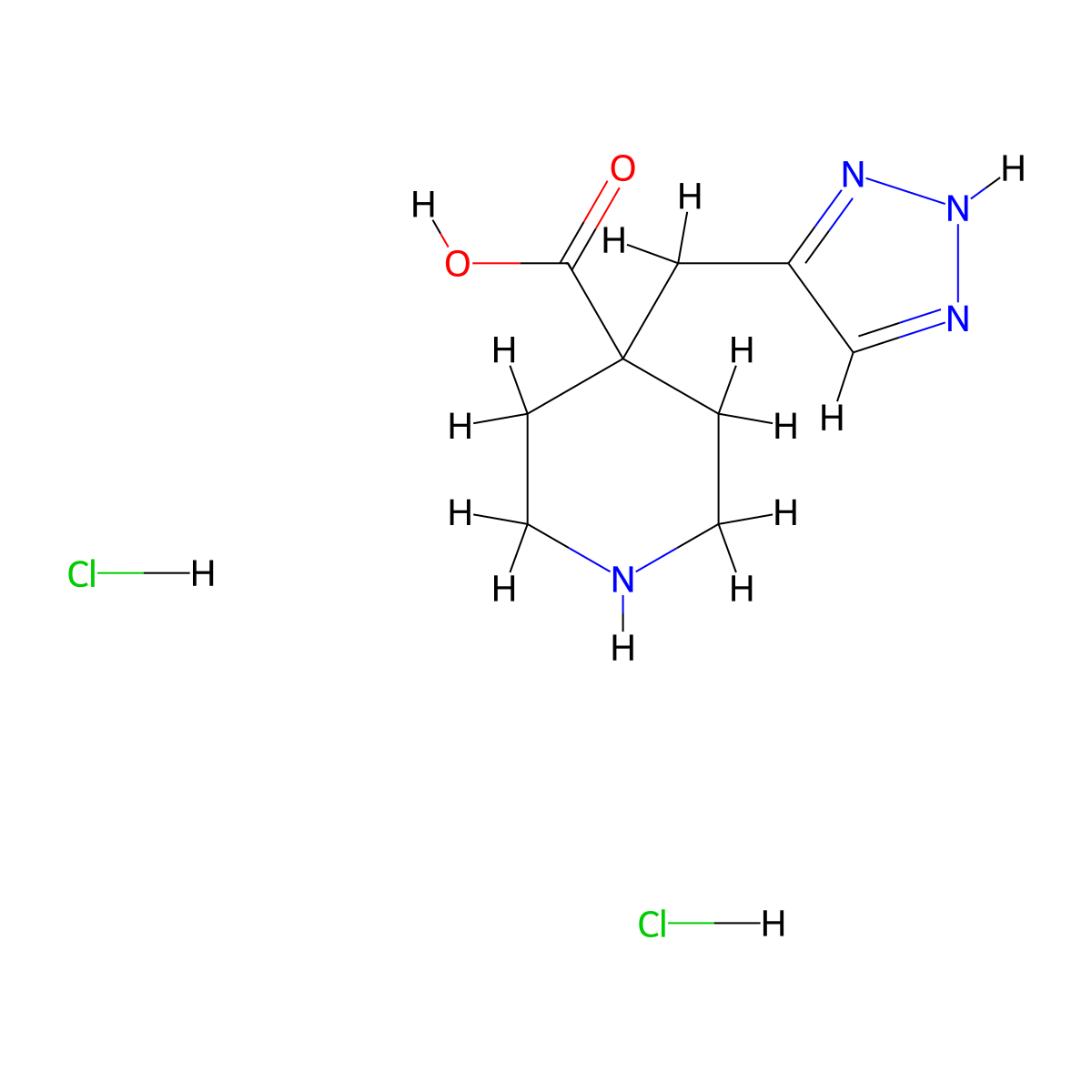 4-[(1H-1,2,3-triazol-5-yl)methyl]piperidine-4-carboxylic acid dihydrochloride molecular structure, CAS 2230803-81-1