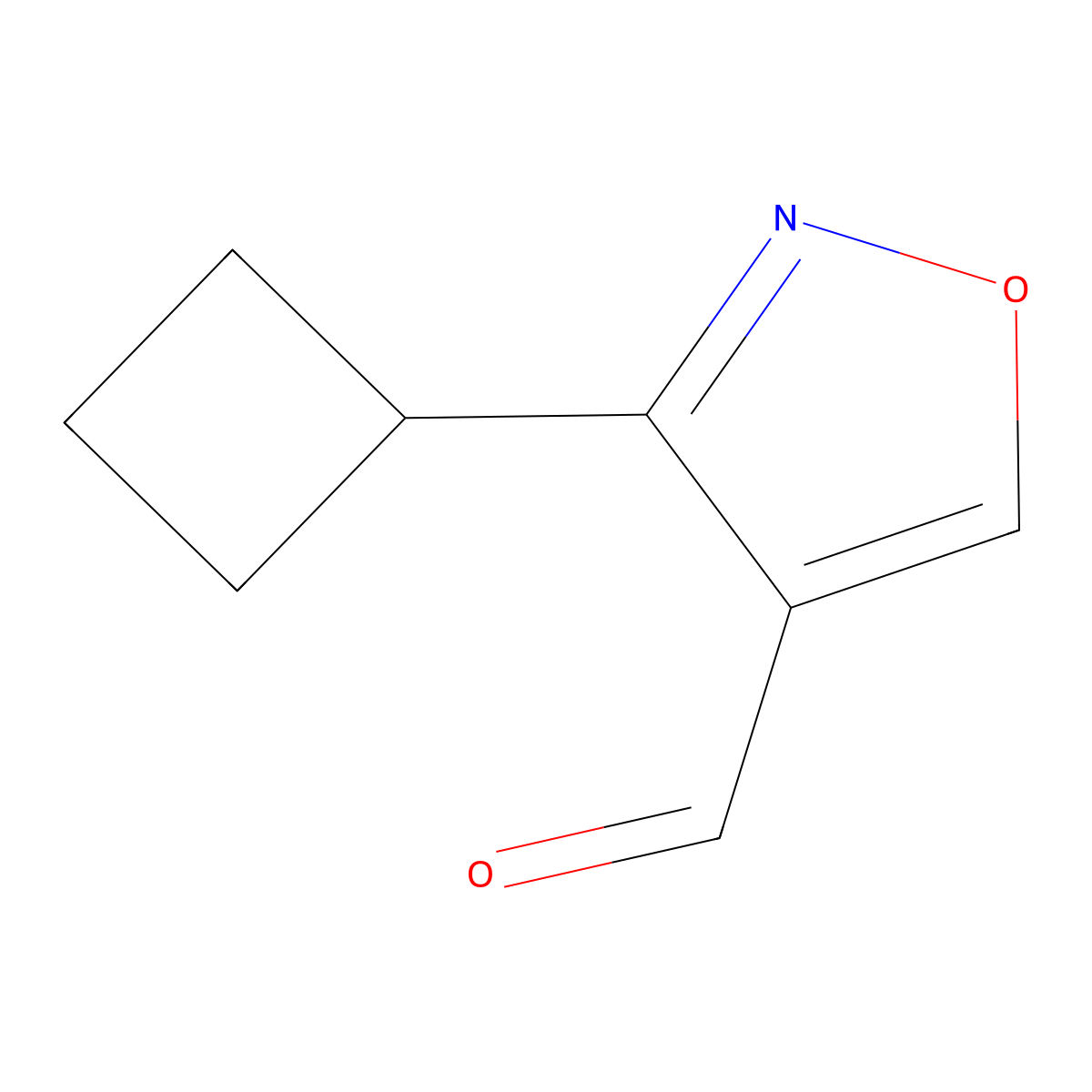 3-Cyclobutyl-1,2-oxazole-4-carbaldehyde molecular structure, CAS 2230803-83-3