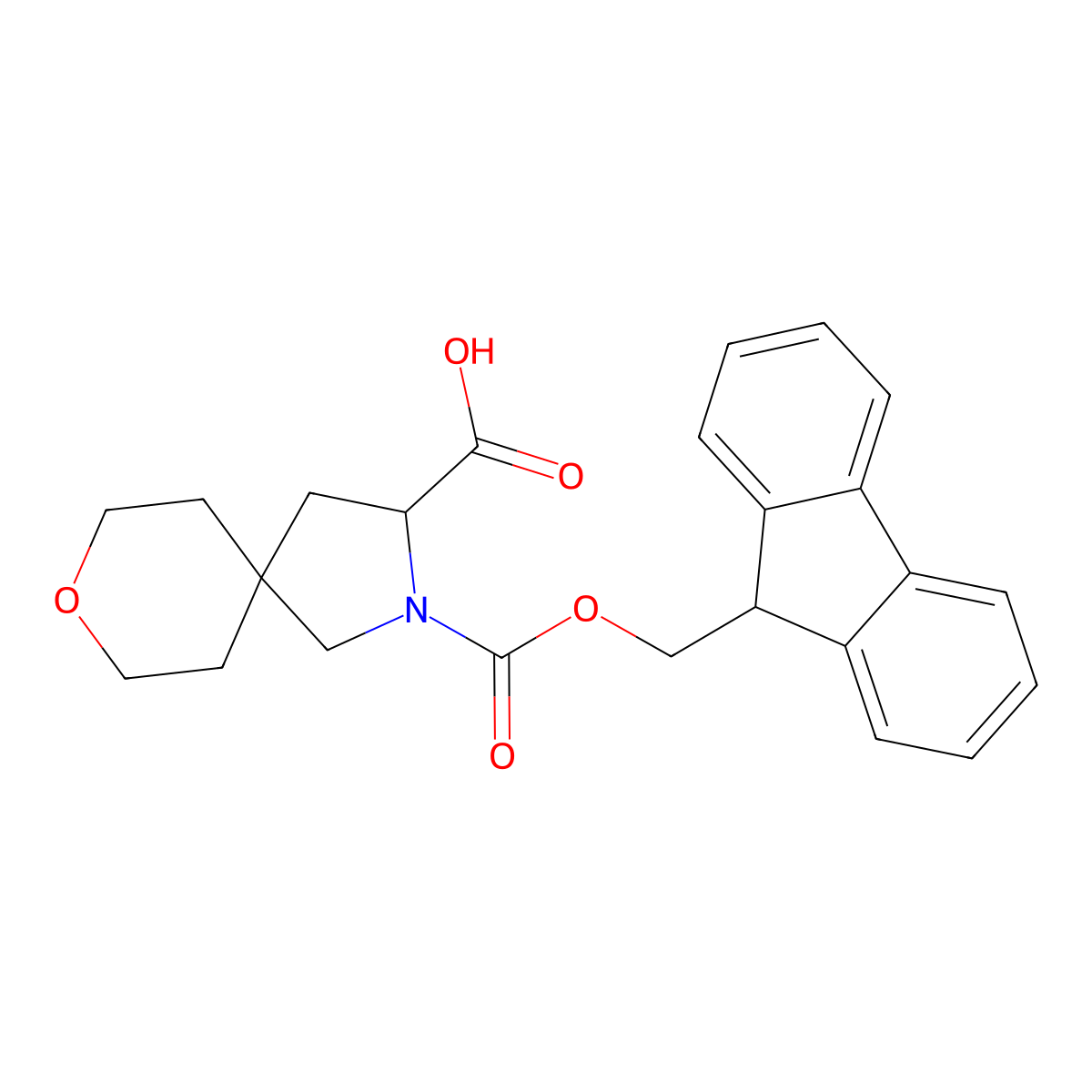 2-(((9H-fluoren-9-yl)methoxy)carbonyl)-8-oxa-2-azaspiro(4.5)decane-3-carboxylic acid molecular structure, CAS 2230803-86-6