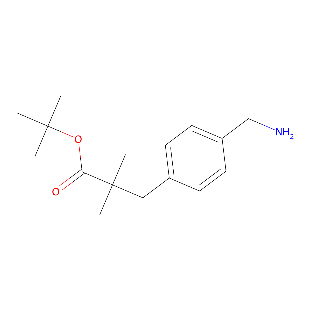 Tert-butyl 3-[4-(aminomethyl)phenyl]-2,2-dimethylpropanoate molecular structure, CAS 2230803-87-7