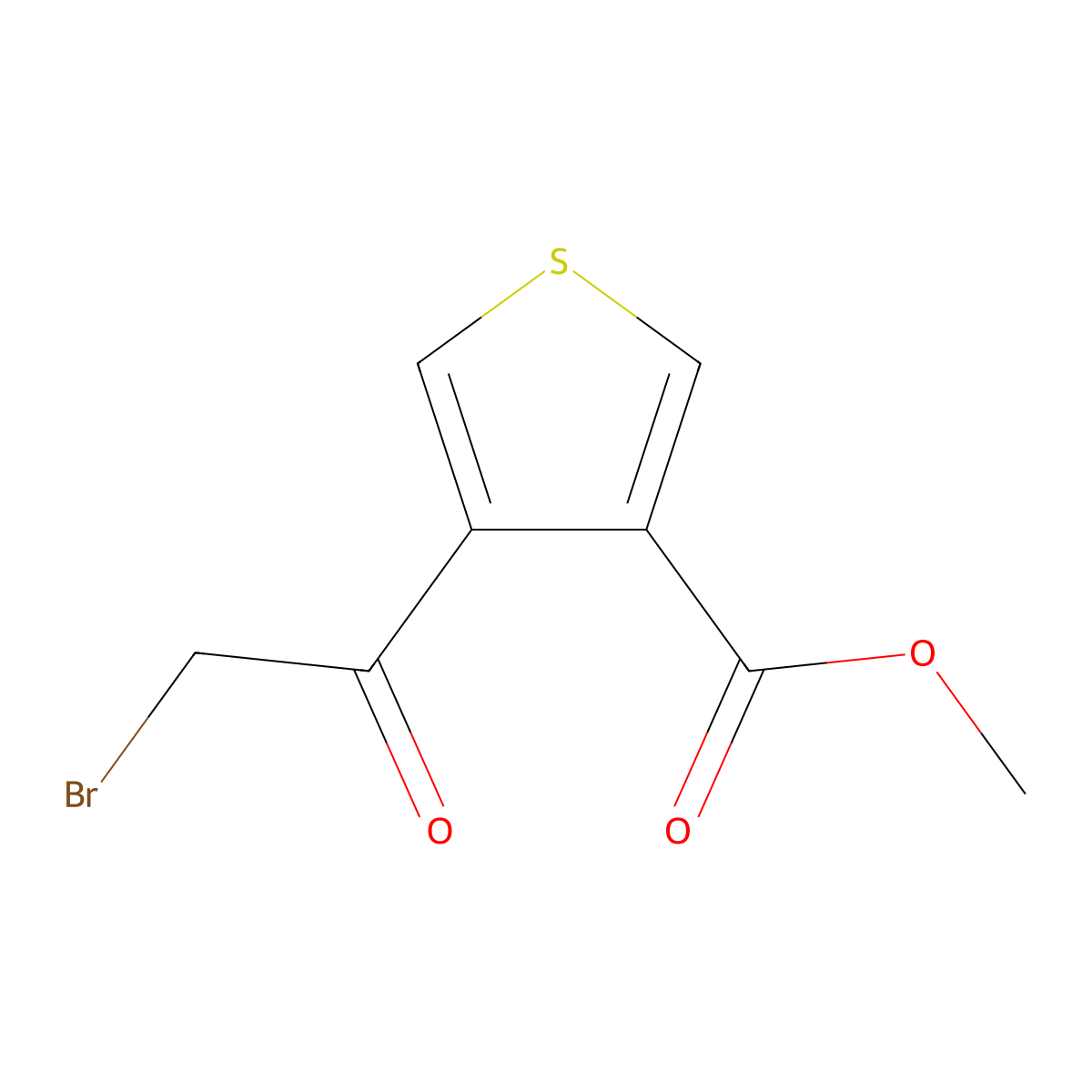 Methyl 4-(2-bromoacetyl)thiophene-3-carboxylate molecular structure, CAS 2230803-90-2