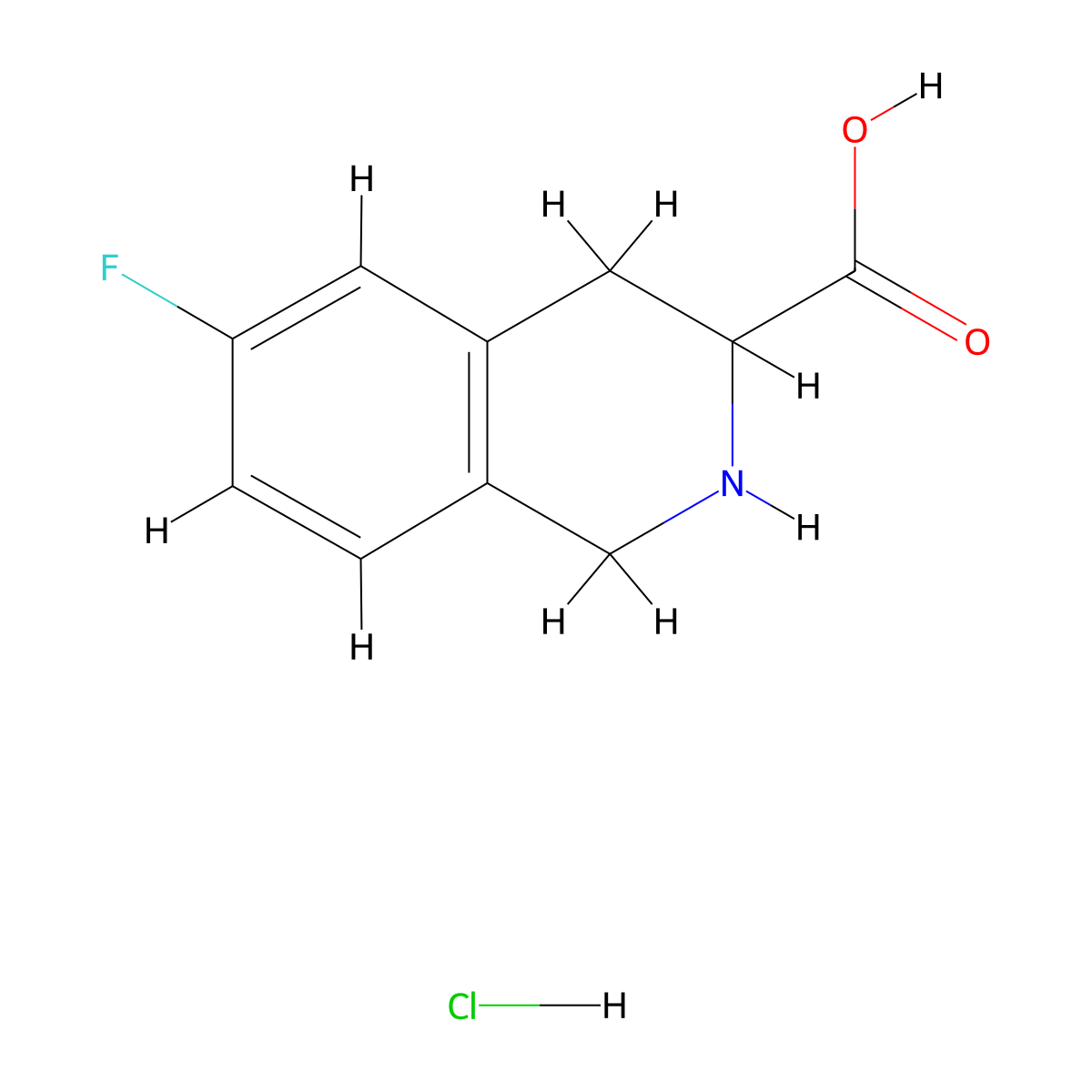 6-Fluoro-1,2,3,4-tetrahydroisoquinoline-3-carboxylic acid hydrochloride molecular structure, CAS 2230803-97-9