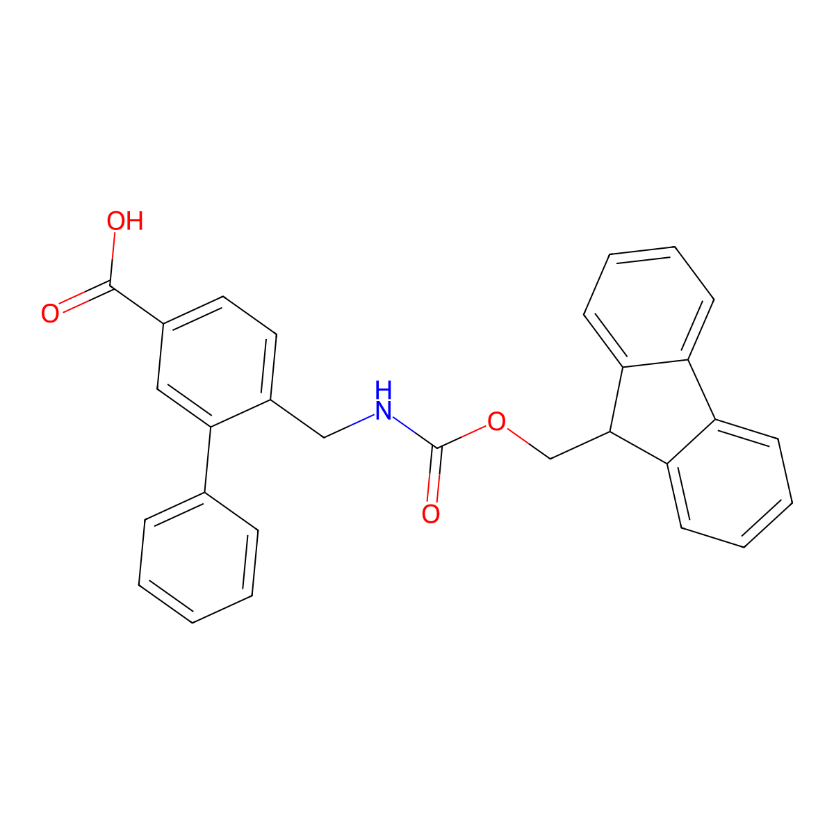 4-[({[(9H-fluoren-9-yl)methoxy]carbonyl}amino)methyl]-3-phenylbenzoic acid molecular structure, CAS 2230803-98-0
