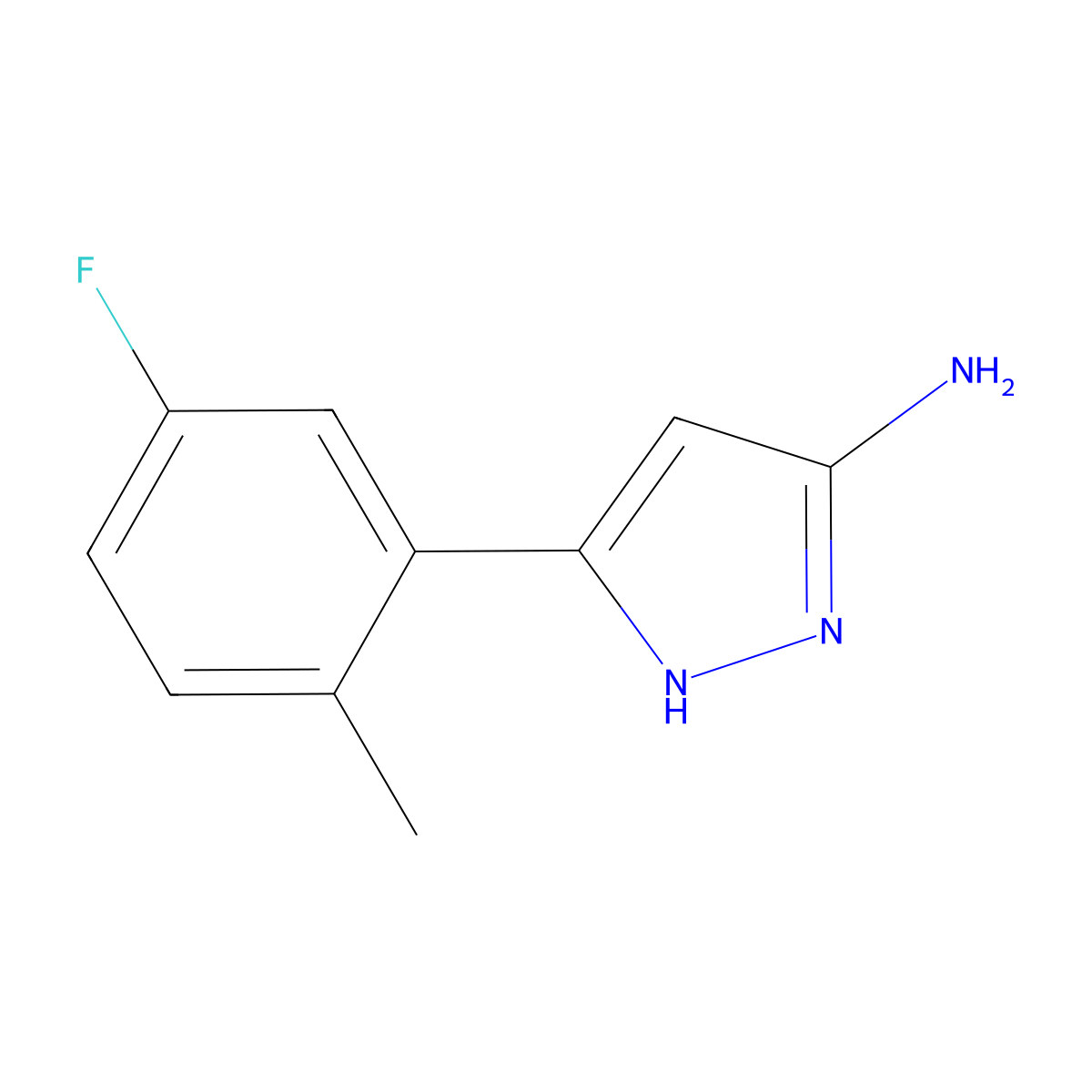 5-(5-fluoro-2-methylphenyl)-1H-pyrazol-3-amine molecular structure, CAS 2230804-01-8