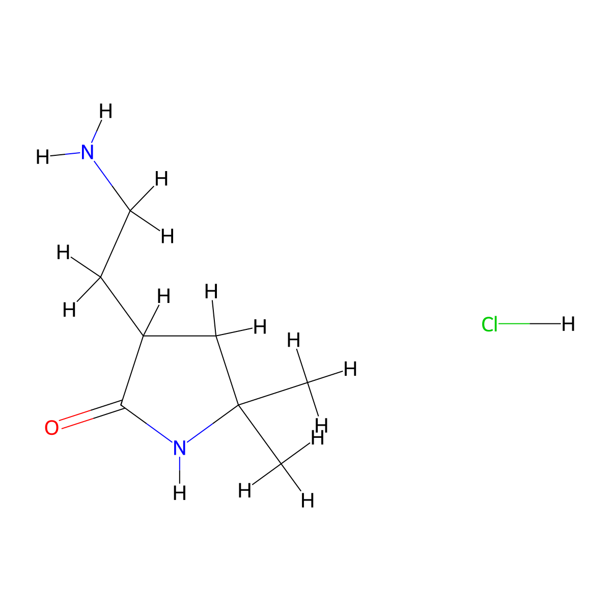 3-(2-Aminoethyl)-5,5-dimethylpyrrolidin-2-one hydrochloride molecular structure, CAS 2230804-06-3