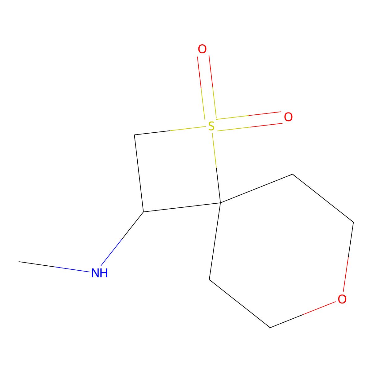 3-(Methylamino)-7-oxa-1lambda6-thiaspiro[3.5]nonane-1,1-dione molecular structure, CAS 2230804-10-9