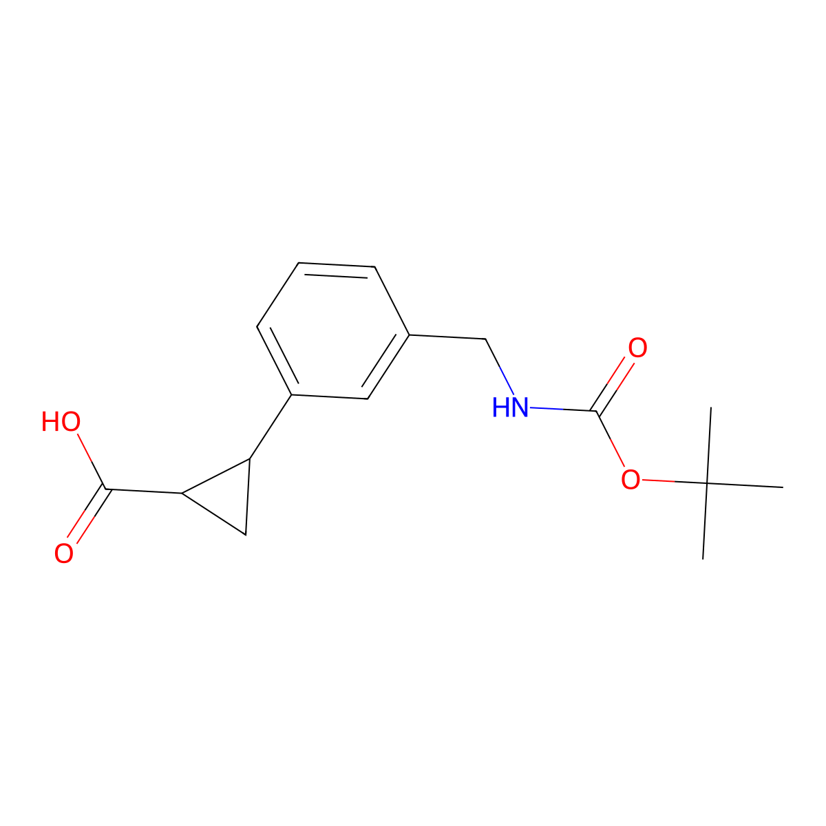 rac-(1R,2R)-2-[3-({[(tert-butoxy)carbonyl]amino}methyl)phenyl]cyclopropane-1-carboxylic acid molecular structure, CAS 2230804-14-3