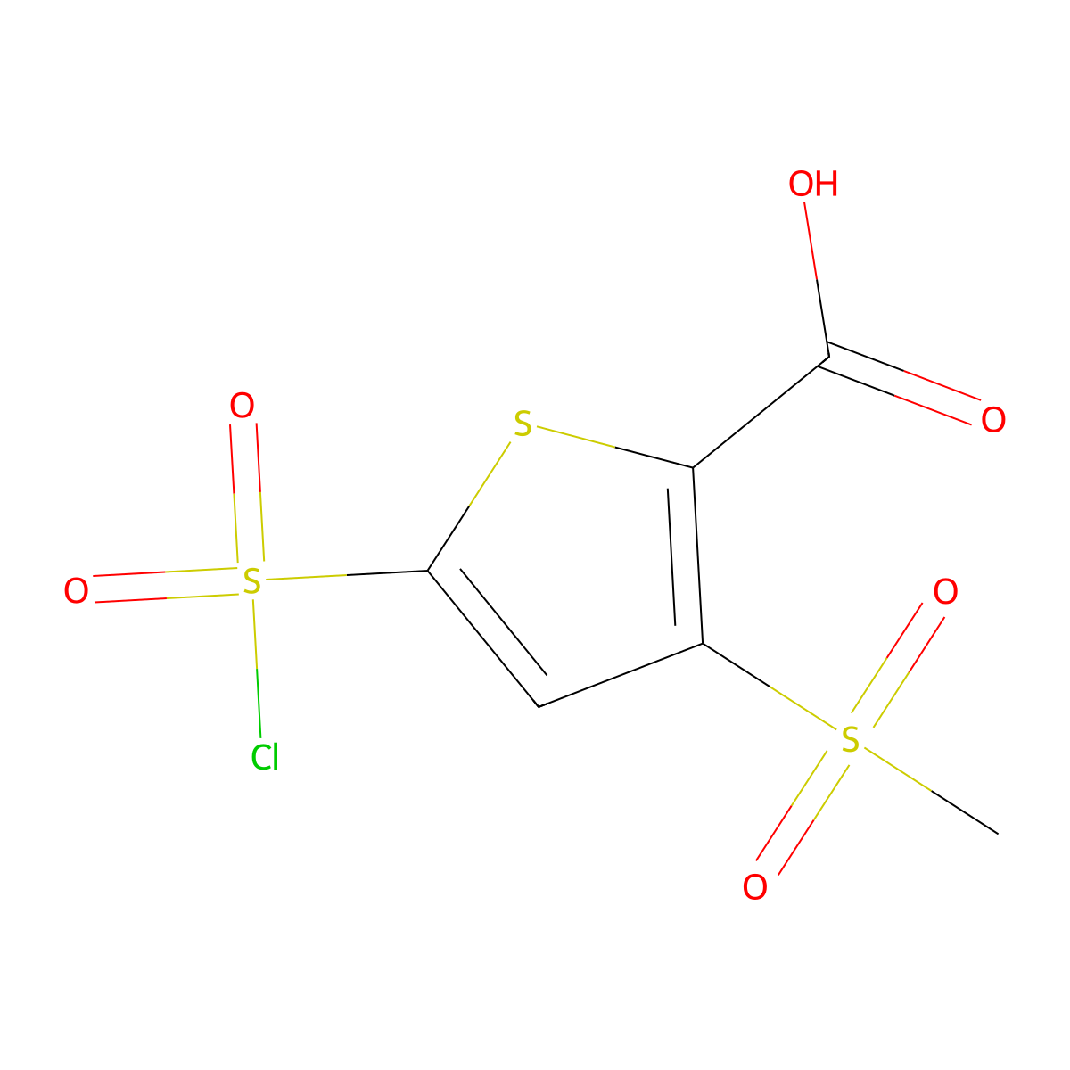 5-(Chlorosulfonyl)-3-methanesulfonylthiophene-2-carboxylic acid molecular structure, CAS 2230804-29-0