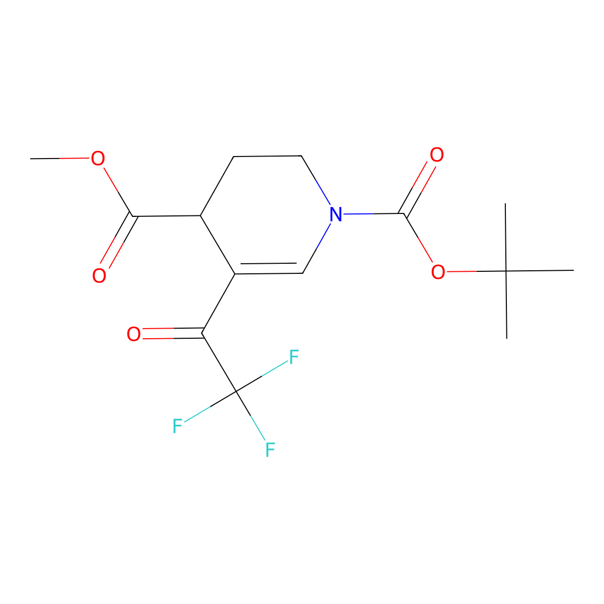 1-Tert-butyl 4-methyl 5-(trifluoroacetyl)-1,2,3,4-tetrahydropyridine-1,4-dicarboxylate molecular structure, CAS 2230804-35-8