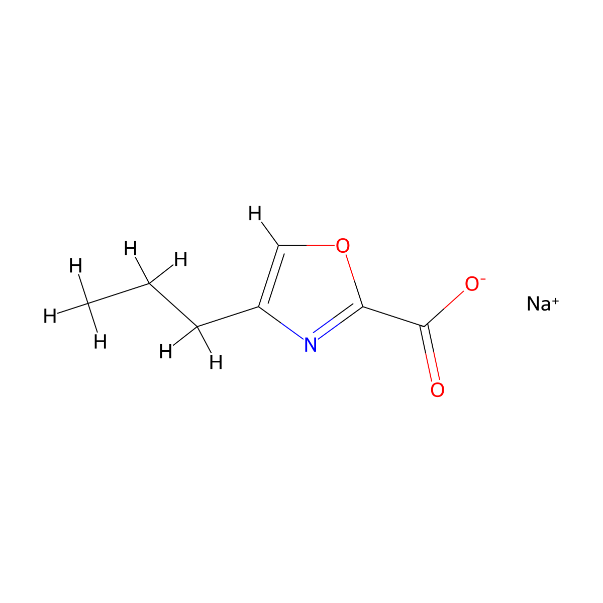 Sodium 4-propyl-1,3-oxazole-2-carboxylate molecular structure, CAS 2230807-00-6
