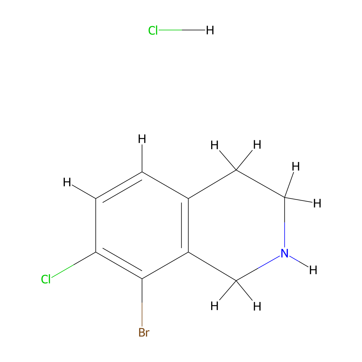 8-Bromo-7-chloro-1,2,3,4-tetrahydroisoquinoline hydrochloride molecular structure, CAS 2230807-08-4