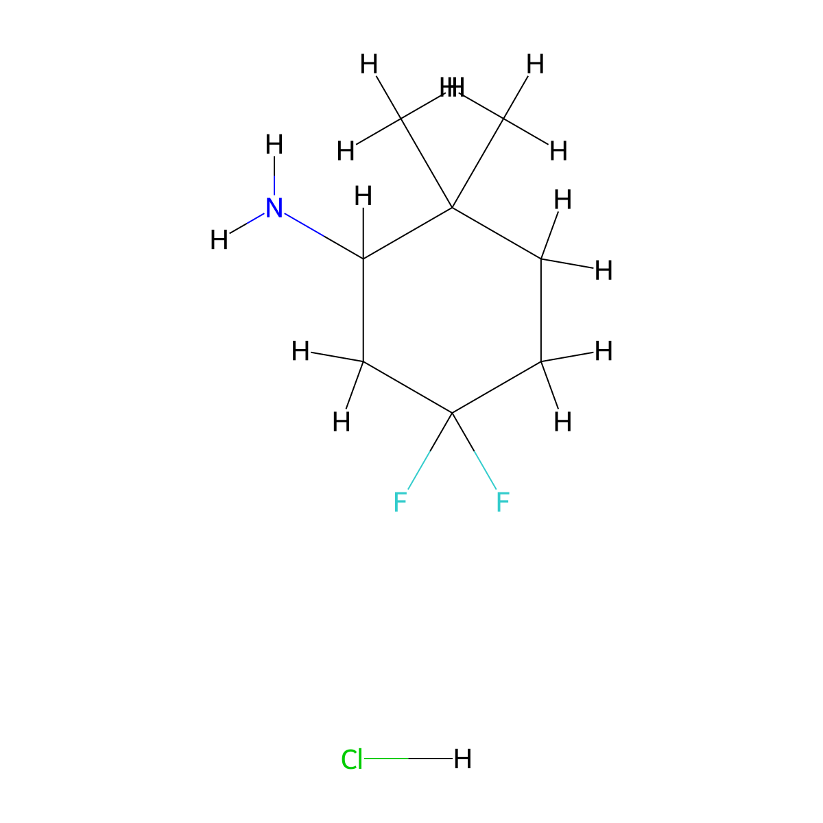 5,5-Difluoro-2,2-dimethylcyclohexan-1-amine hydrochloride molecular structure, CAS 2230807-21-1