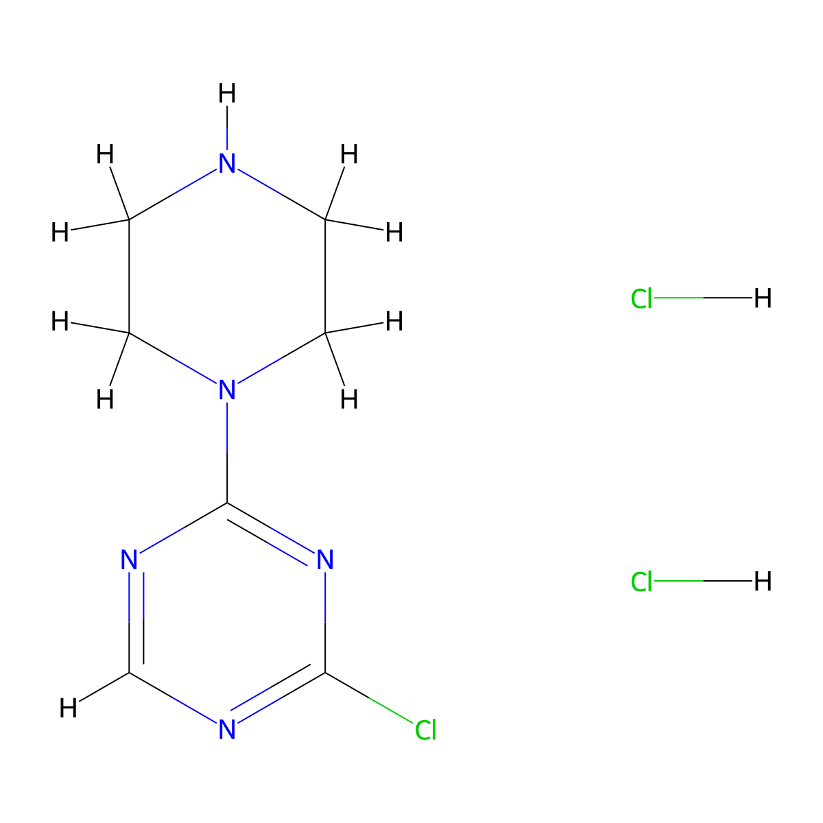 2-Chloro-4-(piperazin-1-yl)-1,3,5-triazine dihydrochloride molecular structure, CAS 2230807-23-3