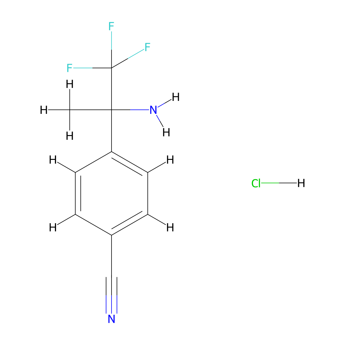 4-(2-Amino-1,1,1-trifluoropropan-2-yl)benzonitrile hydrochloride molecular structure, CAS 2230807-26-6