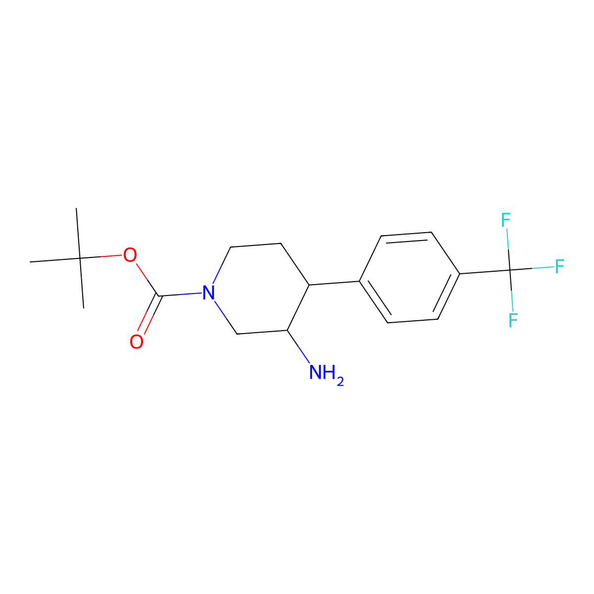 rac-tert-butyl (3R,4S)-3-amino-4-[4-(trifluoromethyl)phenyl]piperidine-1-carboxylate, cis molecular structure, CAS 2230807-27-7