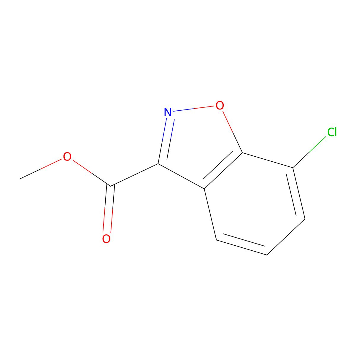 Methyl 7-chloro-1,2-benzoxazole-3-carboxylate molecular structure, CAS 2230807-33-5