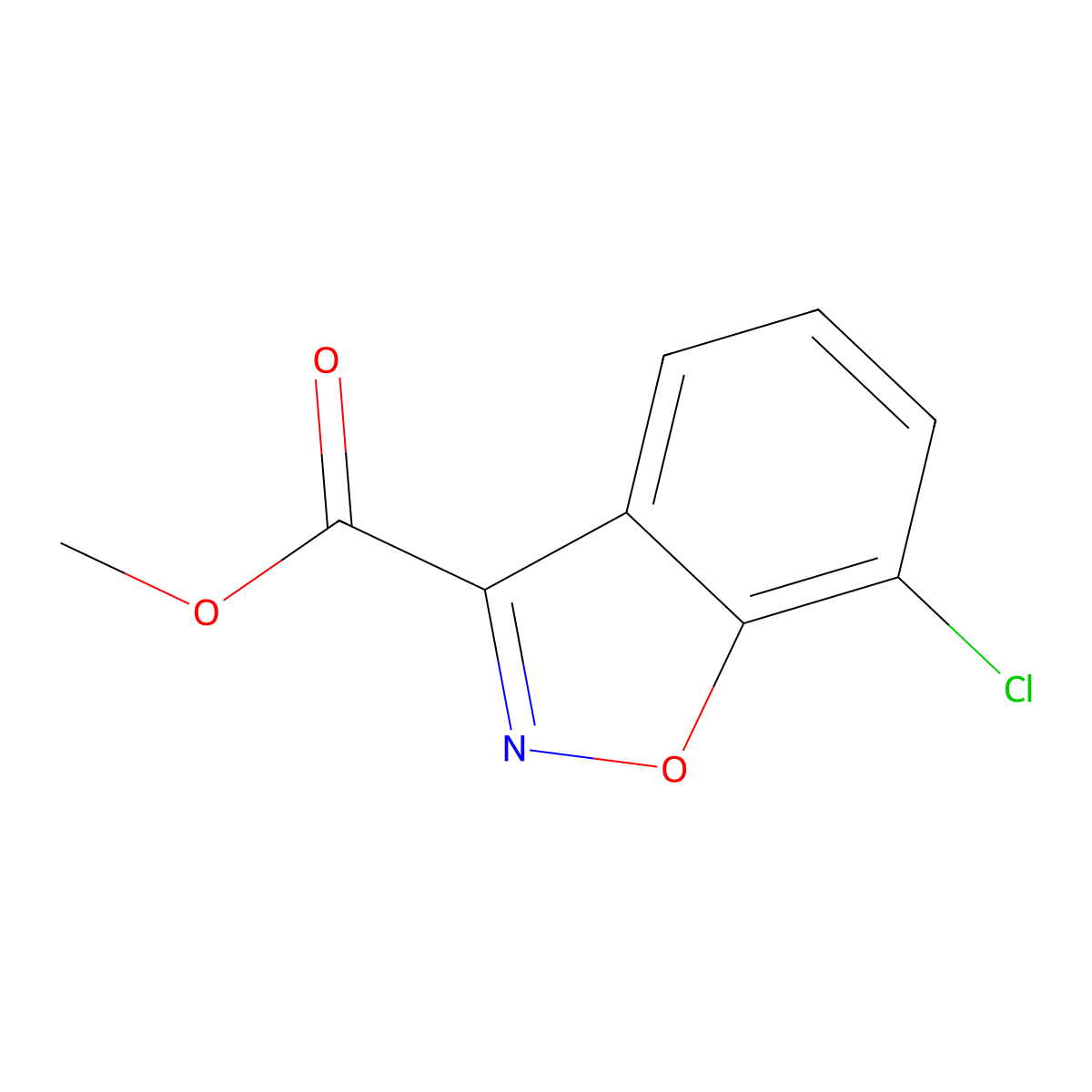 Methyl 7-chloro-1,2-benzoxazole-3-carboxylate molecular structure, CAS 2230807-33-5