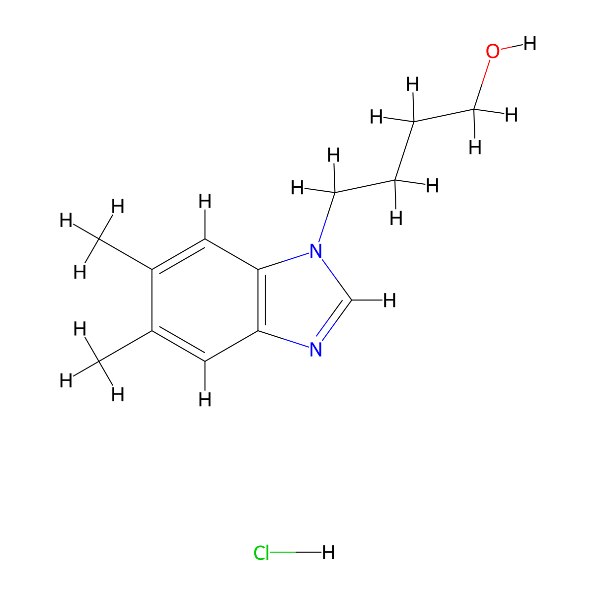 4-(5,6-Dimethyl-1h-1,3-benzodiazol-1-yl)butan-1-ol hydrochloride molecular structure, CAS 2230807-34-6