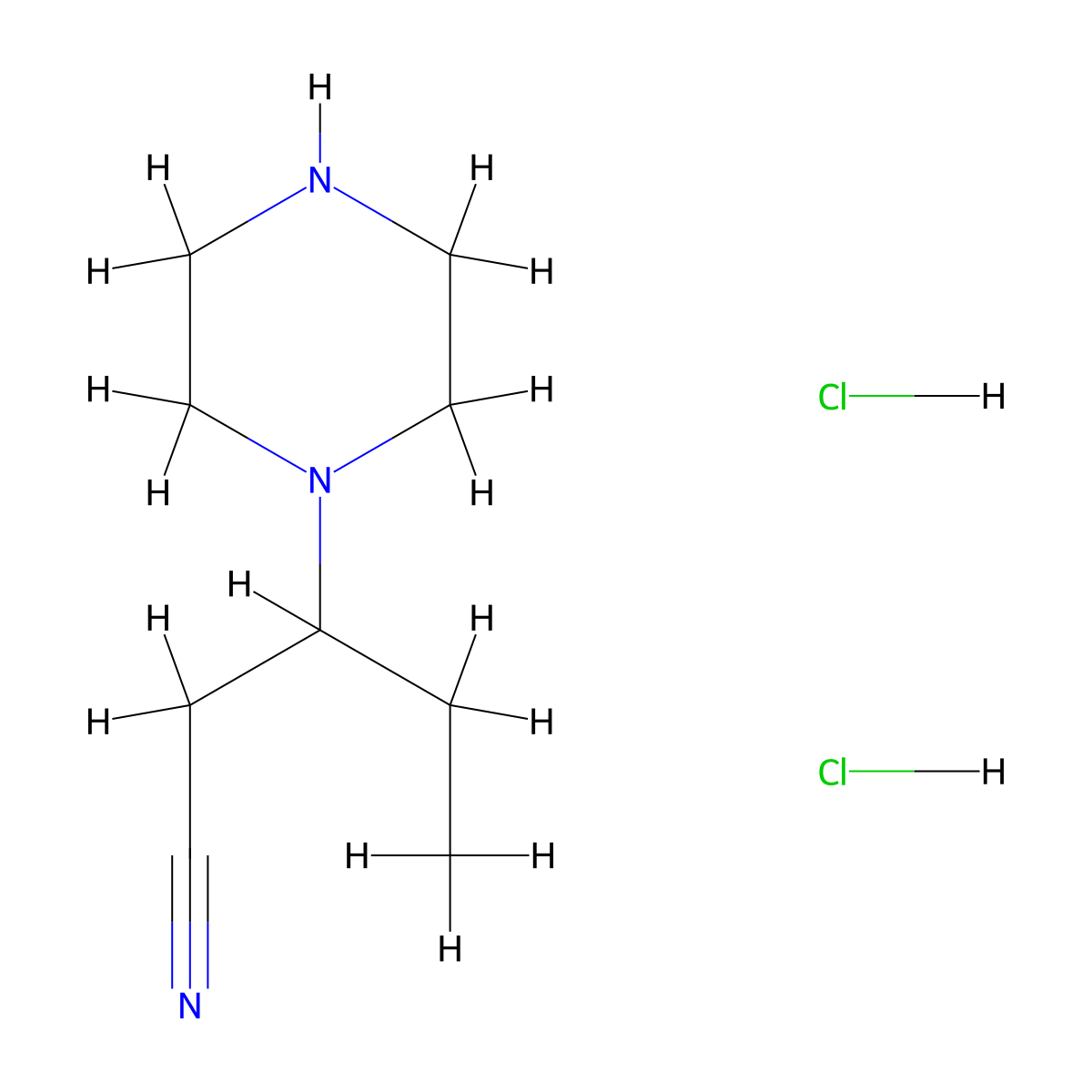 3-(Piperazin-1-yl)pentanenitrile dihydrochloride molecular structure, CAS 2230807-40-4