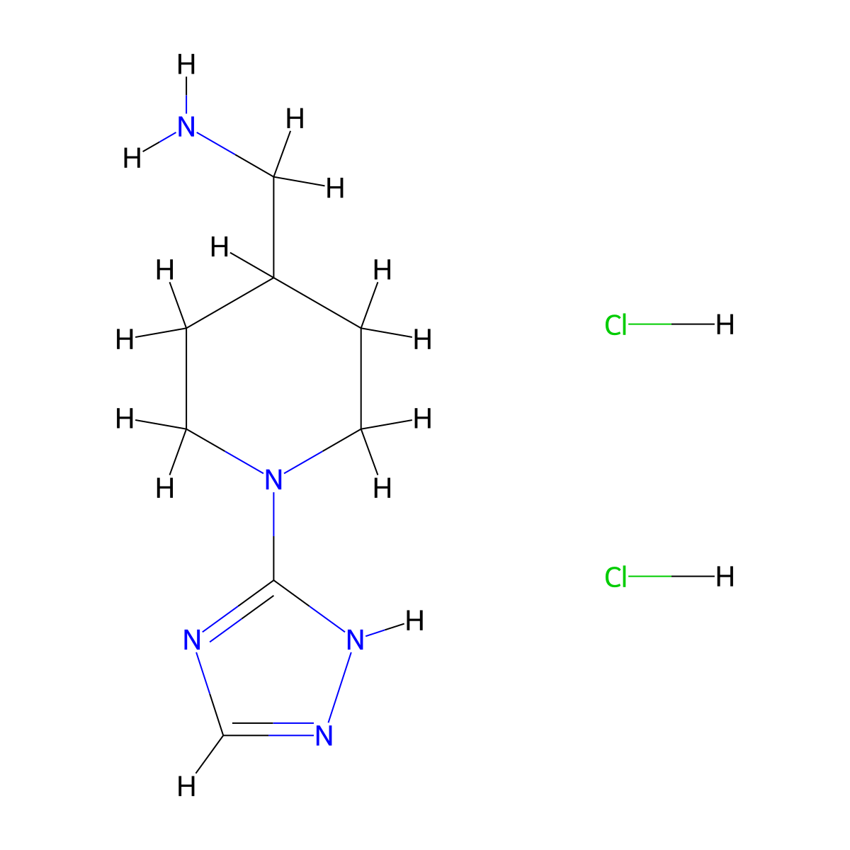 (1-(1H-1,2,4-triazol-3-yl)piperidin-4-yl)methanamine dihydrochloride molecular structure, CAS 2230807-46-0
