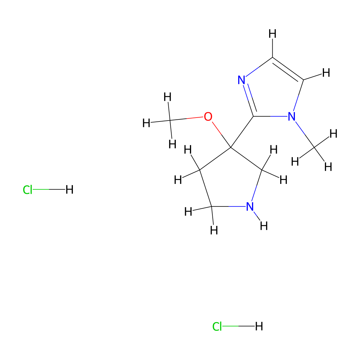 2-(3-methoxypyrrolidin-3-yl)-1-methyl-1H-imidazole dihydrochloride molecular structure, CAS 2230807-48-2