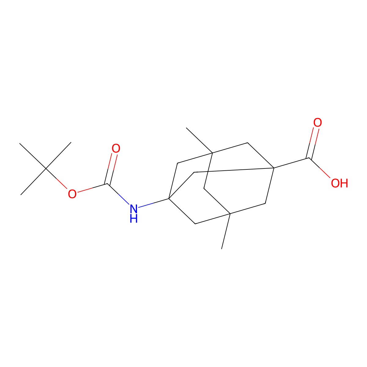 3-(((Tert-butoxy)carbonyl)amino)-5,7-dimethyladamantane-1-carboxylic acid molecular structure, CAS 2230807-57-3