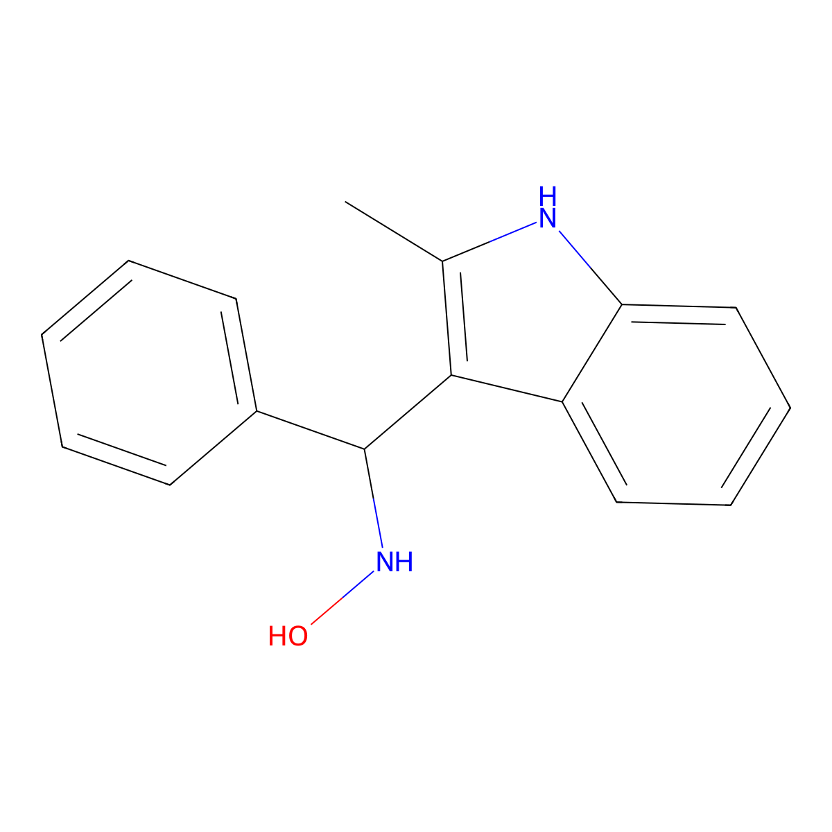 N-[(2-methyl-1H-indol-3-yl)(phenyl)methyl]hydroxylamine molecular structure, CAS 2230807-65-3