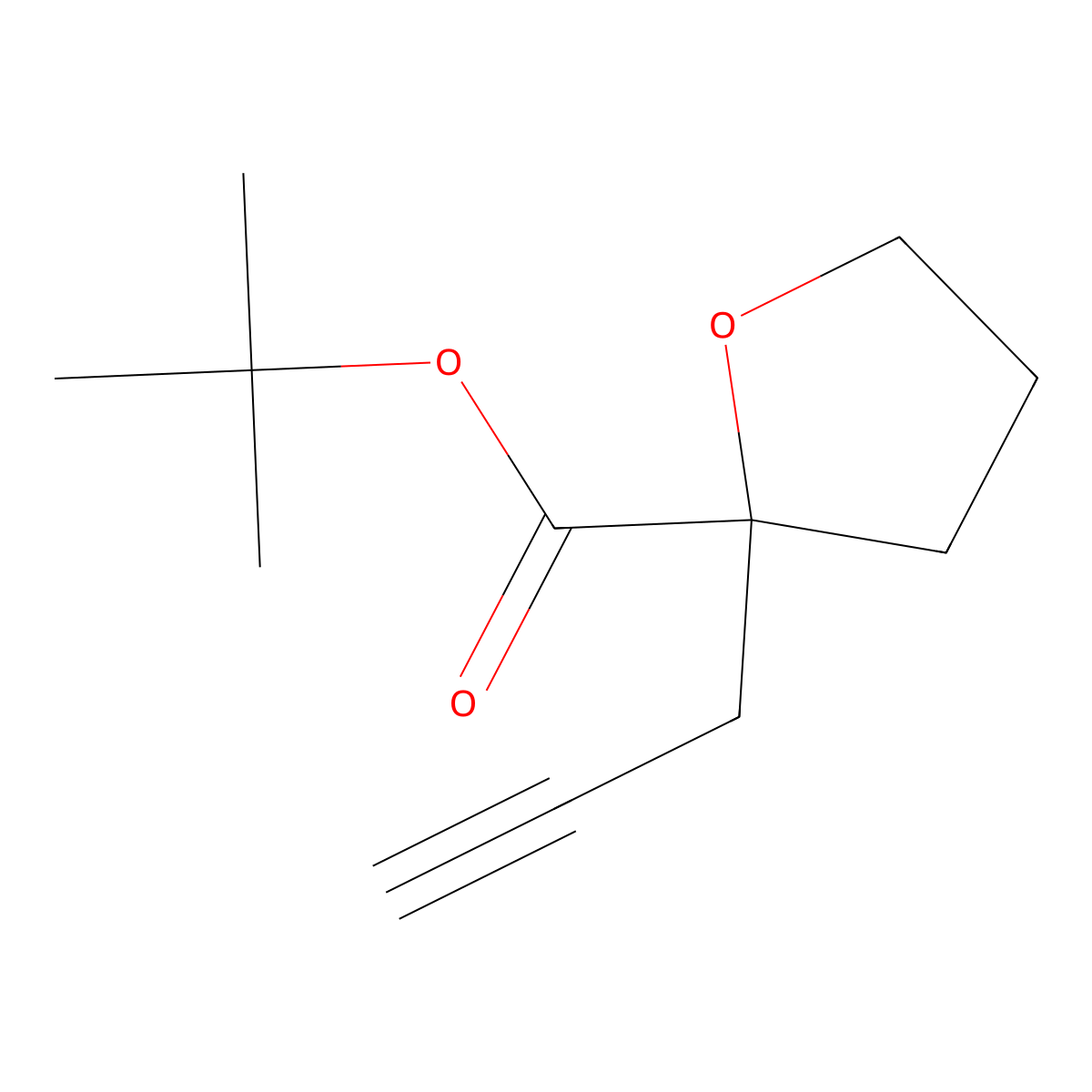 Tert-butyl 2-(prop-2-yn-1-yl)oxolane-2-carboxylate molecular structure, CAS 2230807-66-4