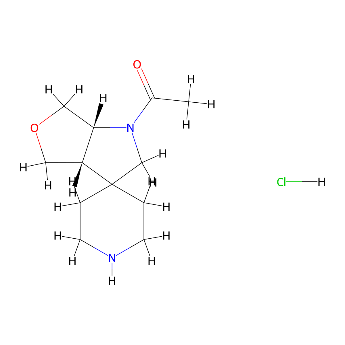 Rac-1-[(3ar,6as)-hexahydrospiro[furo[3,4-b]pyrrole-3,4'-piperidine]-1-yl]ethan-1-one hydrochloride molecular structure, CAS 2230807-68-6
