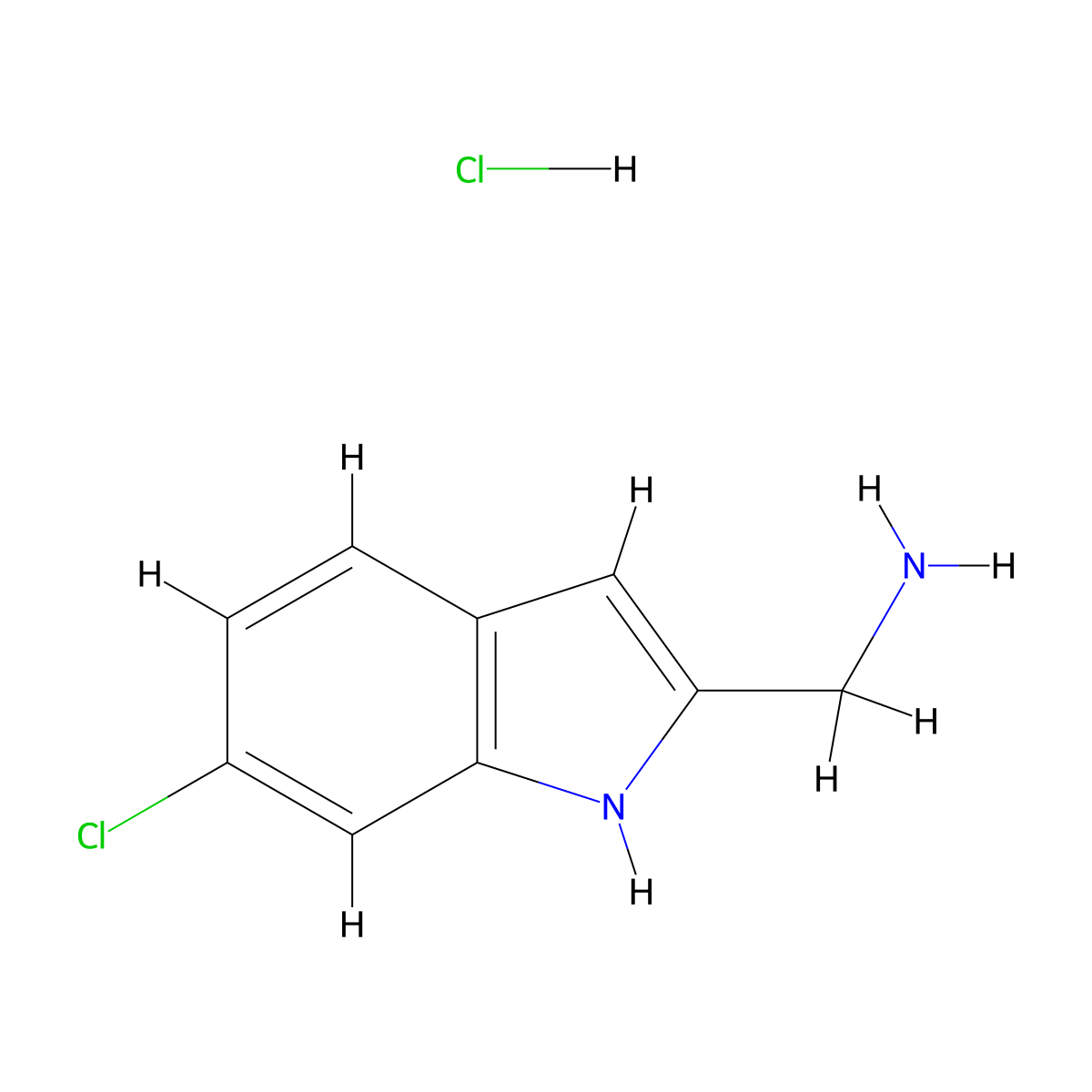 (6-chloro-1H-indol-2-yl)methanamine hydrochloride molecular structure, CAS 2230807-69-7