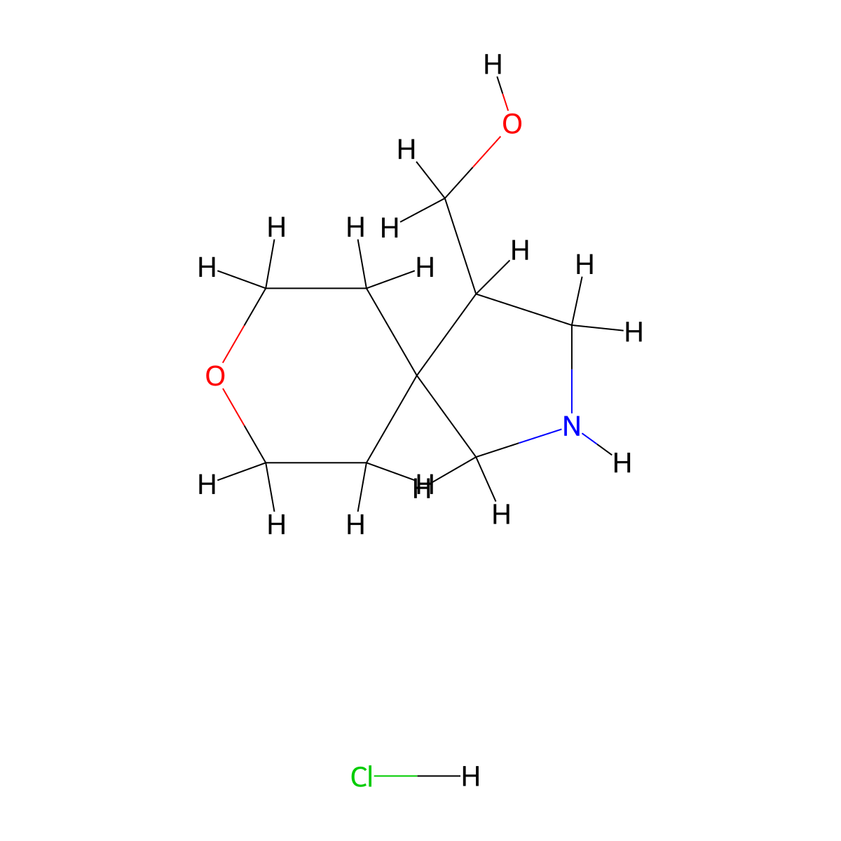 (8-Oxa-2-azaspiro(4.5)decan-4-yl)methanol hydrochloride molecular structure, CAS 2230807-72-2
