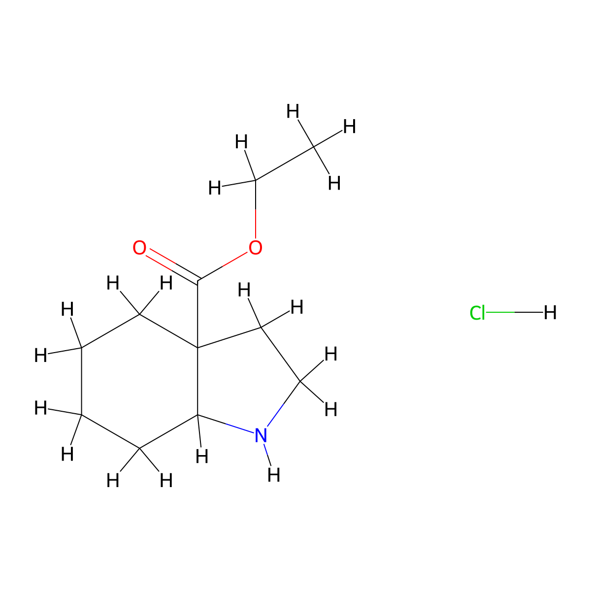 ethyl octahydro-1H-indole-3a-carboxylate hydrochloride molecular structure, CAS 2230807-83-5