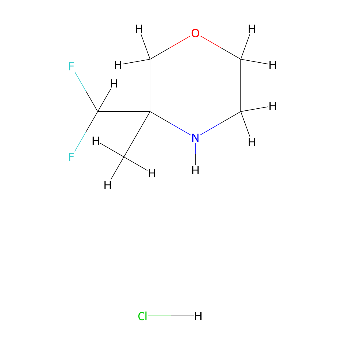 3-(Difluoromethyl)-3-methylmorpholine hydrochloride molecular structure, CAS 2230807-94-8