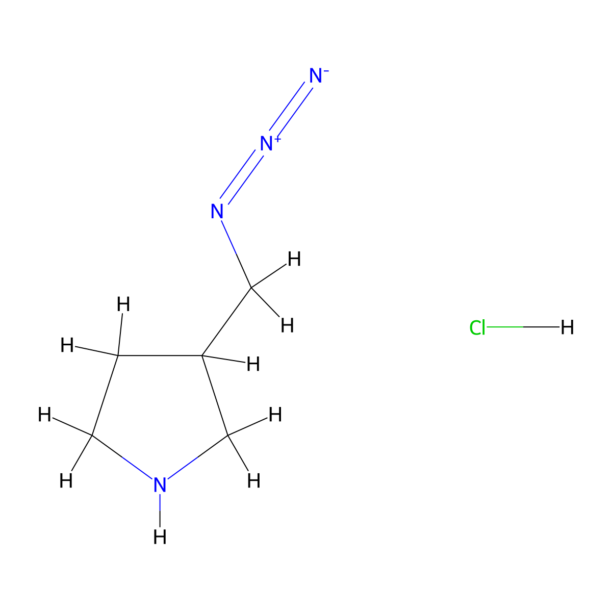 3-(Azidomethyl)pyrrolidine hydrochloride molecular structure, CAS 2230808-36-1
