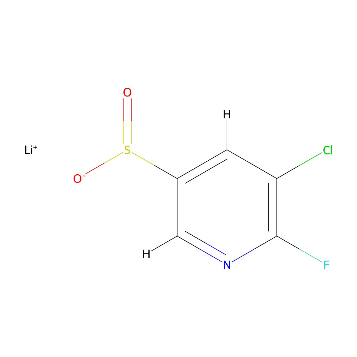 Lithium(1+) ion 5-chloro-6-fluoropyridine-3-sulfinate molecular structure, CAS 2230808-40-7
