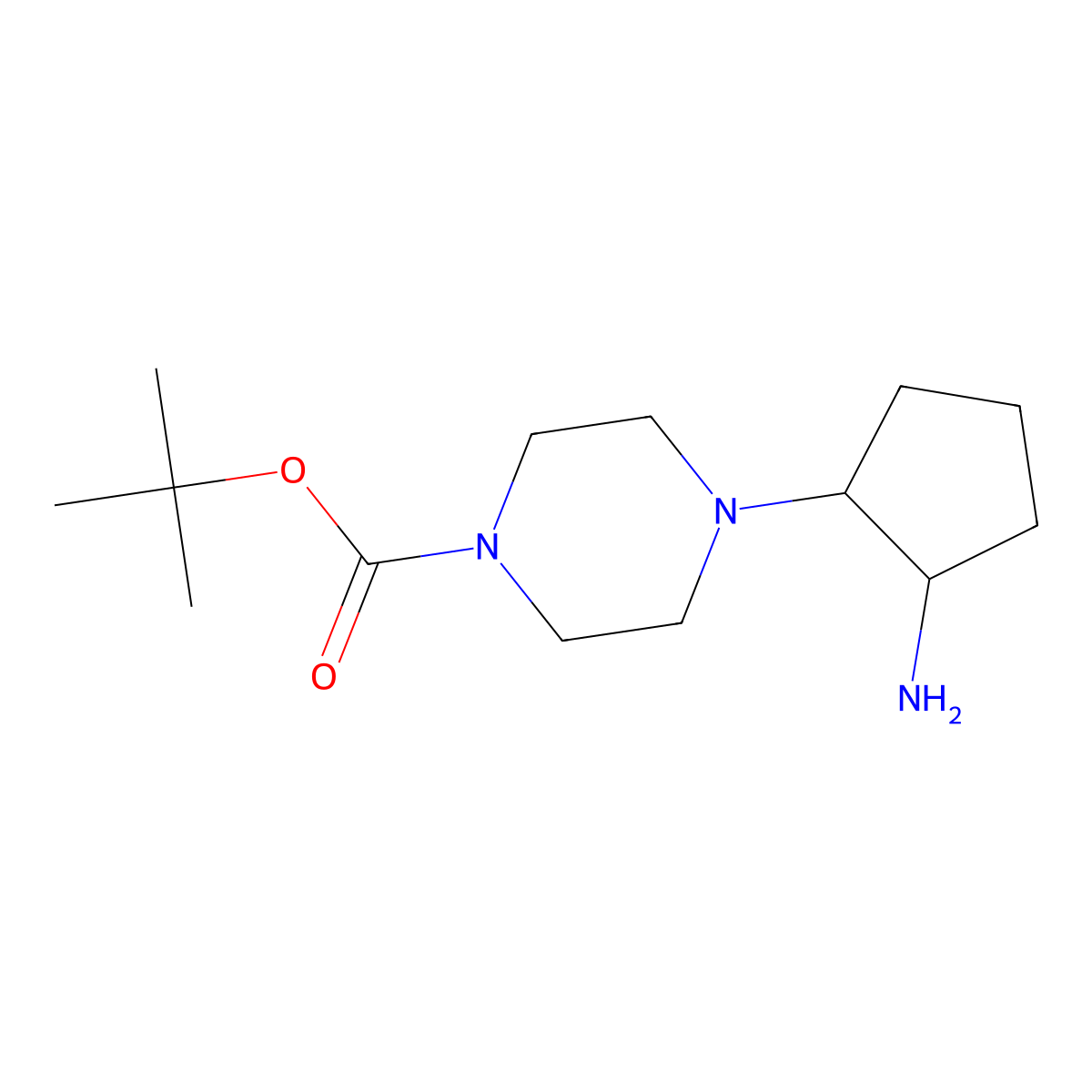 Rel-tert-butyl 4-((1R,2S)-2-aminocyclopentyl)piperazine-1-carboxylate molecular structure, CAS 2230808-50-9
