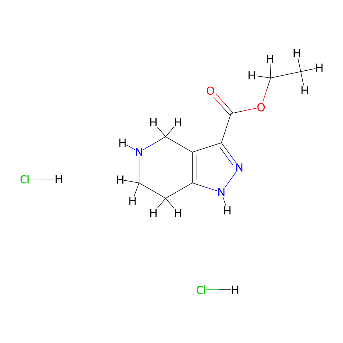 ethyl 1H,4H,5H,6H,7H-pyrazolo[4,3-c]pyridine-3-carboxylate dihydrochloride molecular structure, CAS 2230808-76-9