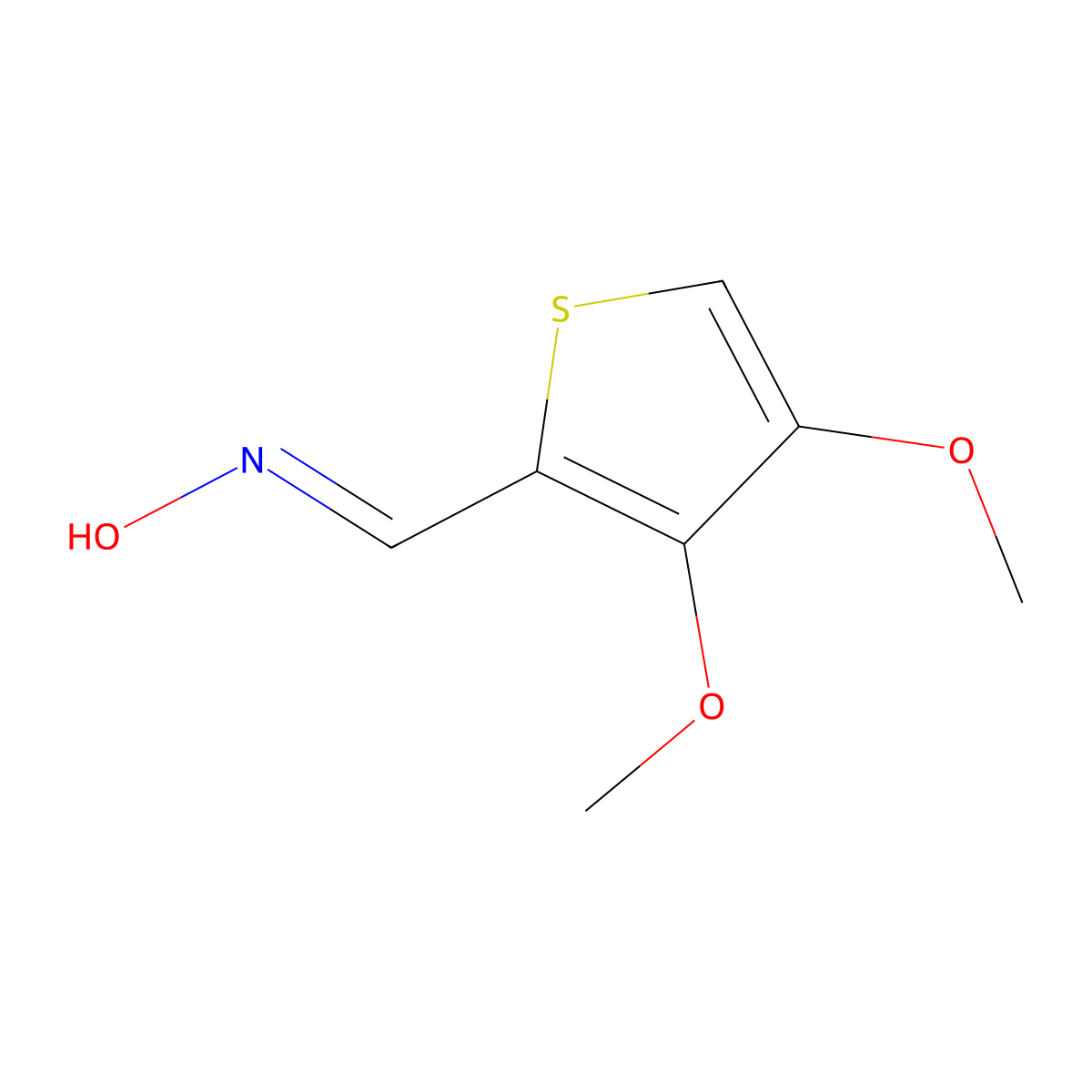 N-[(3,4-dimethoxythiophen-2-yl)methylidene]hydroxylamine molecular structure, CAS 2230816-82-5