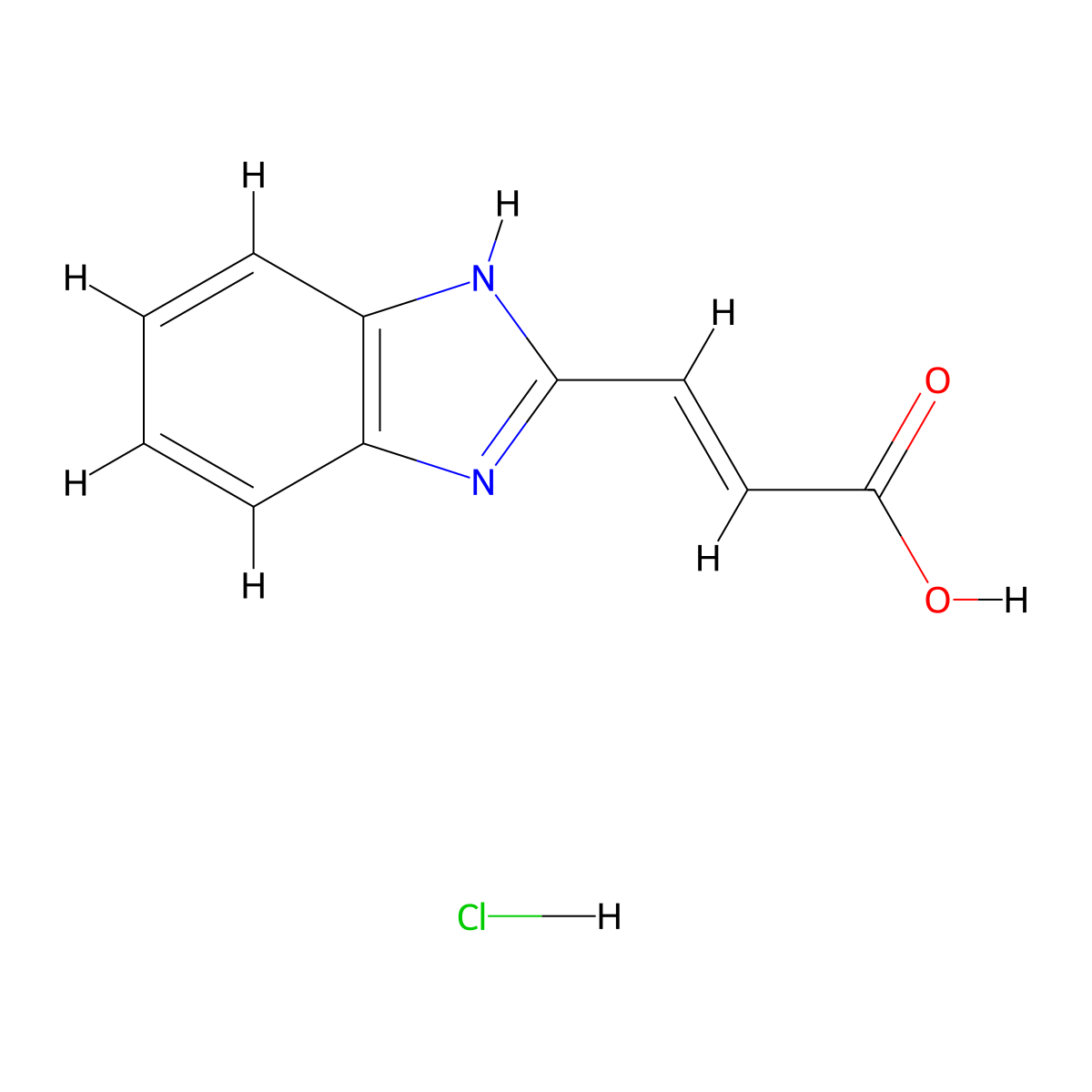 (2E)-3-(1H-1,3-benzodiazol-2-yl)prop-2-enoic acid hydrochloride molecular structure, CAS 2230816-95-0