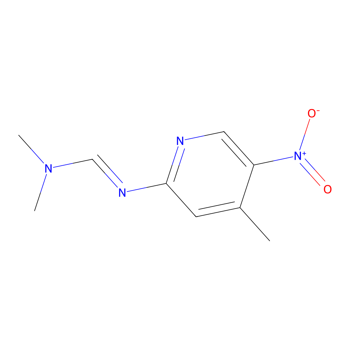 (E)-N,N-Dimethyl-N'-(4-methyl-5-nitropyridin-2-yl)formimidamide molecular structure, CAS 2230820-22-9
