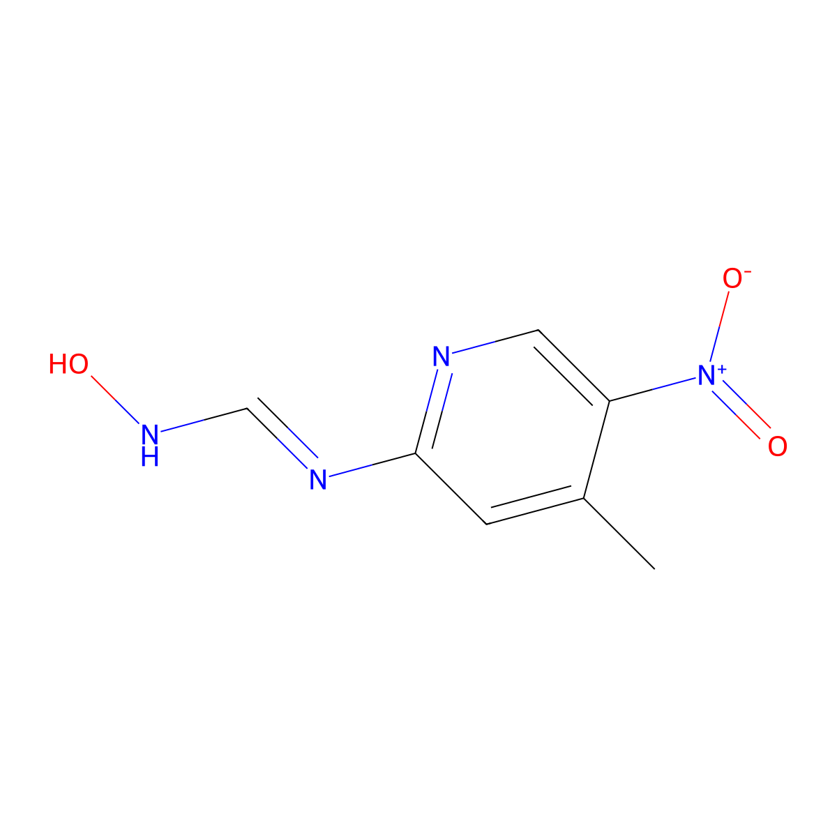 (E)-N-Hydroxy-N'-(4-methyl-5-nitropyridin-2-yl)formimidamide molecular structure, CAS 2230820-23-0