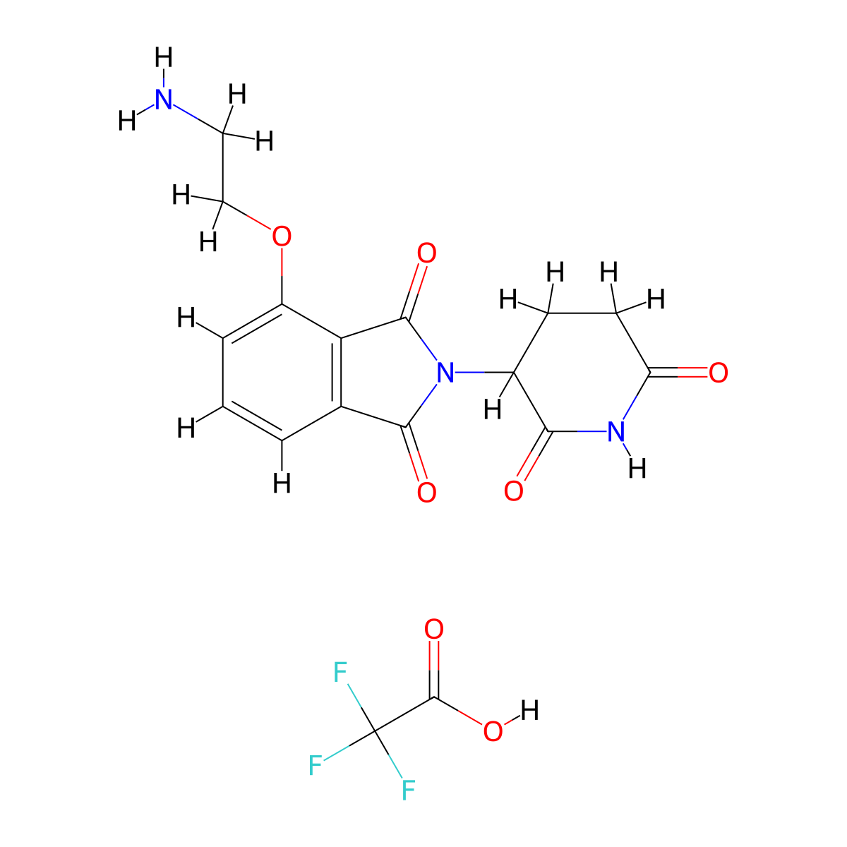 4-(2-Aminoethoxy)-2-(2,6-dioxopiperidin-3-YL)isoindoline-1,3-dione tfa molecular structure, CAS 2230826-64-7