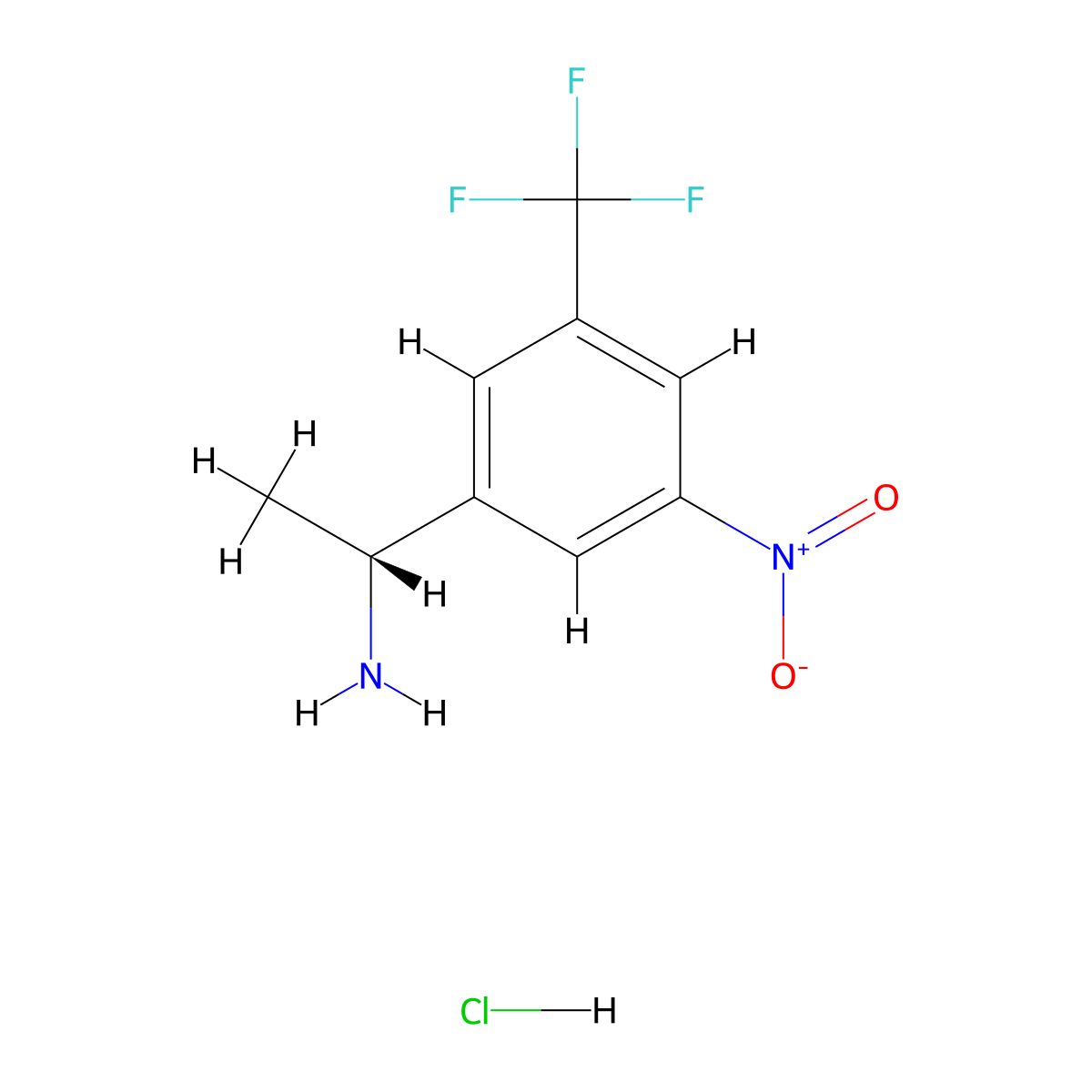 (R)-1-(3-Nitro-5-(trifluoromethyl)phenyl)ethan-1-amine hydrochloride molecular structure, CAS 2230840-47-6