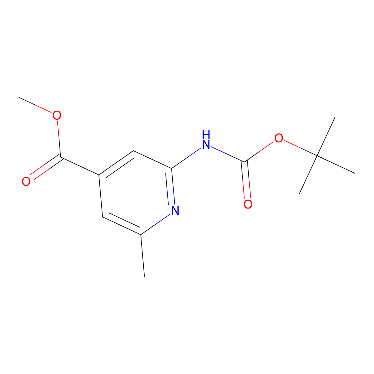 Methyl 2-((tert-butoxycarbonyl)amino)-6-methylisonicotinate molecular structure, CAS 2230871-74-4