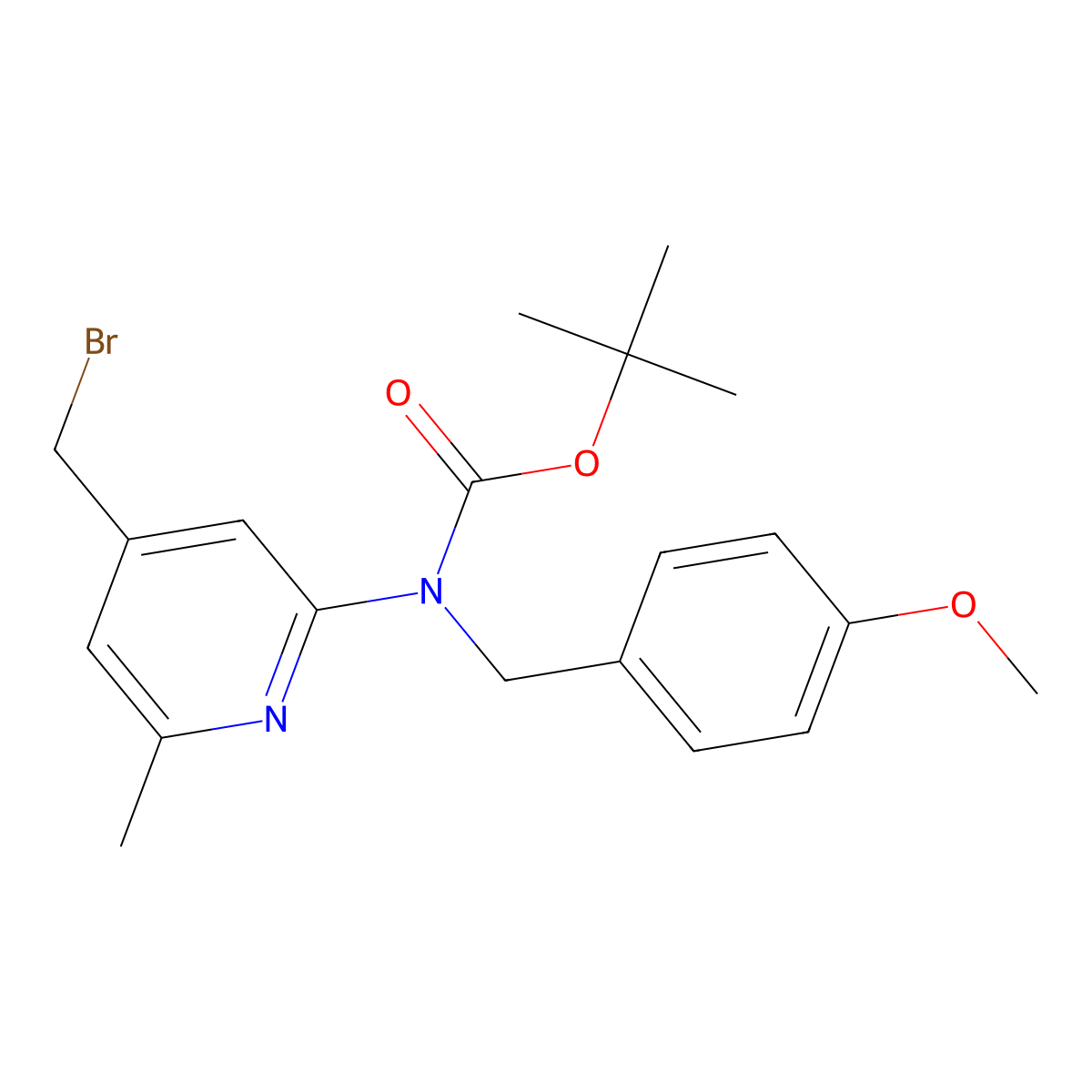 Tert-butyl (4-(bromomethyl)-6-methylpyridin-2-YL)(4-methoxybenzyl)carbamate molecular structure, CAS 2230871-77-7