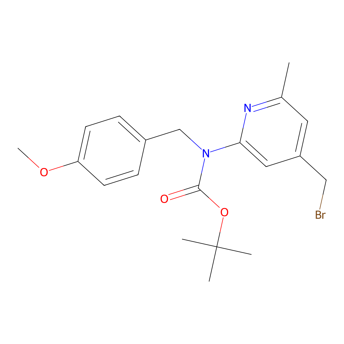 Tert-butyl (4-(bromomethyl)-6-methylpyridin-2-YL)(4-methoxybenzyl)carbamate molecular structure, CAS 2230871-77-7