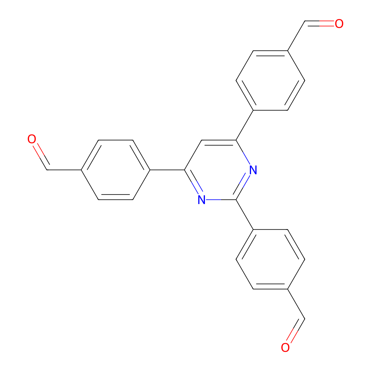 4,4',4''-(Pyrimidine-2,4,6-triyl)tribenzaldehyde molecular structure, CAS 2230887-23-5